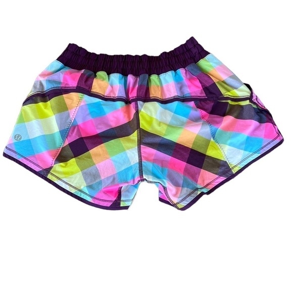 Lululemon Shake & Break Running Gym Shorts Sea Check Multi / Plum W7886S Lined - Picture 5 of 9